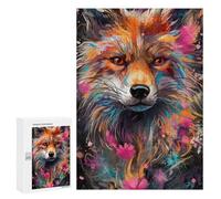 para Adultos 300 PCS Rompecabezas Colorful Fox Portrait Rompecabezas para Adultos Juego De Ingenio Regalos para Mujeres Diversión En Casa Actividades, 300 PCS