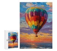 para Adultos 300 PCS Rompecabezas Colorful Hot Air Balloon Sunset -1 Rompecabezas para Adultos, Divertidos Y con Humor para Cumpleaños, Navidad, 300 PCS