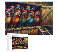 para Adultos 300 PCS Rompecabezas Colorful Roosters Barn Rompecabezas para Adultos Juego De Ingenio Regalos para Mujeres Diversión En Casa Actividades, 300 PCS