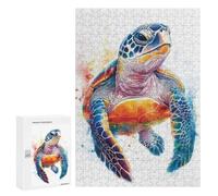 para Adultos 300 PCS Rompecabezas Colorful Sea Turtle Watercolor Rompecabezas para Adolescentes Juego Práctico Decoración del Hogar Juego Desafiante Regalos 300 PCS