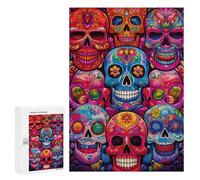 para Adultos 300 PCS Rompecabezas Colorful Sugar Skulls Artwork-1 Rompecabezas para Adultos Juguetes Antiestrés Aliviador del Estrés Juego Desafiante Regalos 300 PCS
