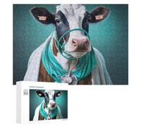 para Adultos 300 PCS Rompecabezas Cow Doctor Stethoscope Image Rompecabezas para Adultos Juguetes Antiestrés Difícil Difícil Actividades Divertidas En Casa 300 PCS