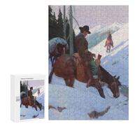 para Adultos 300 PCS Rompecabezas Cowboys Crossing Mountains Rompecabezas para Adultos Juego Familiar Corte De Precisión Cumpleaños Y Navidad 300 PCS