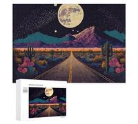 para Adultos 300 PCS Rompecabezas Desert Road to The Stars Rompecabezas para Adultos Juguetes Antiestrés Aliviador del Estrés Juego Desafiante Regalos 300 PCS