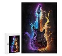 para Adultos 300 PCS Rompecabezas Electric Guitar with Flames Rompecabezas para Adultos Juguetes Antiestrés Aliviador del Estrés Juego Desafiante Regalos 300 PCS