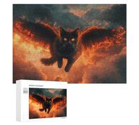 para Adultos 300 PCS Rompecabezas Flaming Angel Cat in Sky Rompecabezas para Adultos Juguetes Antiestrés Difícil Difícil Actividades Divertidas En Casa 300 PCS