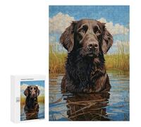 para Adultos 300 PCS Rompecabezas FlatCoated Retriever Water Rompecabezas para Adolescentes Juego Práctico Decoración del Hogar Juego Desafiante Regalos 300 PCS