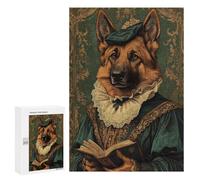 para Adultos 300 PCS Rompecabezas German Shepherd in Renaissance Attire Classic Dog Art Rompecabezas para Adultos Juego Familiar Corte De Precisión Cumpleaños Y Navidad 300 PCS