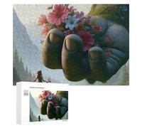 para Adultos 300 PCS Rompecabezas Giant Hand Holding Flowers in Fantasy Landscape Rompecabezas para Adultos Juguetes Antiestrés Aliviador del Estrés Juego Desafiante Regalos 300 PCS