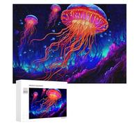 para Adultos 300 PCS Rompecabezas Glowing Jellyfish in The Deep Sea-1 Rompecabezas para Adultos Juguetes Antiestrés Aliviador del Estrés Juego Desafiante Regalos 300 PCS