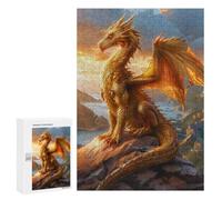 para Adultos 300 PCS Rompecabezas Golden Dragon at Sunset Rompecabezas para Adultos Juego Familiar Corte De Precisión Cumpleaños Y Navidad 300 PCS