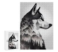 para Adultos 300 PCS Rompecabezas Husky Dog Forest Rompecabezas para Adultos Juguetes Antiestrés Difícil Difícil Actividades Divertidas En Casa 300 PCS