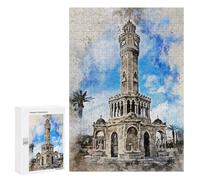 para Adultos 300 PCS Rompecabezas Izmir in Watercolor Rompecabezas para Adolescentes Juego Práctico Decoración del Hogar Juego Desafiante Regalos 300 PCS