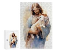 para Adultos 300 PCS Rompecabezas Jesus Christ - The Good Shepherd Rompecabezas para Adultos Juego Familiar Corte De Precisión Cumpleaños Y Navidad 300 PCS