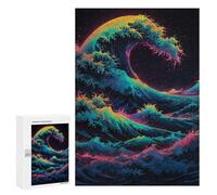 para Adultos 300 PCS Rompecabezas Kanagawa Great Wave Ocean Rompecabezas para Adultos Juego Familiar Corte De Precisión Cumpleaños Y Navidad 300 PCS