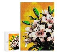 para Adultos 300 PCS Rompecabezas Lily Pink Flower Lilies Rompecabezas para Adultos Juegos Relajantes para La Diversión Familiar Juego Desafiante Regalos 300 PCS