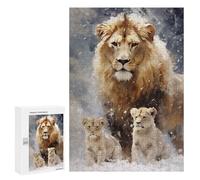 para Adultos 300 PCS Rompecabezas Merry Xmas Lion Family Rompecabezas para Adultos Juego Familiar Corte De Precisión Cumpleaños Y Navidad 300 PCS