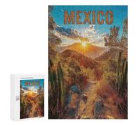 para Adultos 300 PCS Rompecabezas Mexico Landscape at Sunset Travel Poster Rompecabezas para Adultos Juego Familiar Corte De Precisión Actividades Divertidas En Casa 300 PCS