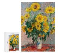 para Adultos 300 PCS Rompecabezas Monet Sunflower Banquet Rompecabezas para Adultos Juego Familiar Corte De Precisión Cumpleaños Y Navidad 300 PCS