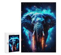 para Adultos 300 PCS Rompecabezas Neon Cyan Elephant Nebulae Rompecabezas para Adultos Juego Familiar Corte De Precisión Cumpleaños Y Navidad 300 PCS
