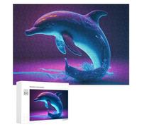 para Adultos 300 PCS Rompecabezas Neon Dolphin Splash Artwork Rompecabezas para Adultos Juguetes Antiestrés Aliviador del Estrés Juego Desafiante Regalos 300 PCS