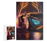 para Adultos 300 PCS Rompecabezas Neon Future Car Rompecabezas para Adultos Juguetes Antiestrés Aliviador del Estrés Juego Desafiante Regalos 300 PCS