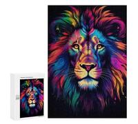 para Adultos 300 PCS Rompecabezas Neon Lion Rompecabezas para Adultos Juegos Relajantes para La Diversión Familiar Juego Desafiante Regalos 300 PCS