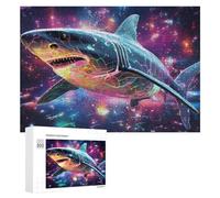 para Adultos 300 PCS Rompecabezas Neon Shark in Cosmic Dance Rompecabezas para Adultos Juguetes Antiestrés Aliviador del Estrés Juego Desafiante Regalos 300 PCS