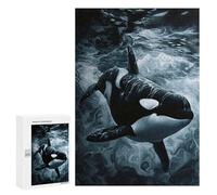 para Adultos 300 PCS Rompecabezas Orca in The Ocean Painting Rompecabezas para Adultos Juego Familiar Corte De Precisión Actividades Divertidas En Casa 300 PCS
