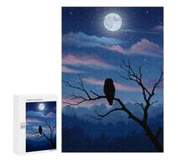 para Adultos 300 PCS Rompecabezas Owl Under Moonlight Rompecabezas para Adultos Juegos Relajantes para La Diversión Familiar Juego Desafiante Regalos 300 PCS