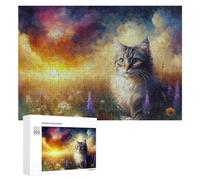 para Adultos 300 PCS Rompecabezas Painted Cat Sunset Landscape Rompecabezas para Adultos Juguetes Antiestrés Aliviador del Estrés Juego Desafiante Regalos 300 PCS