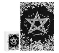 para Adultos 300 PCS Rompecabezas Pentagram with Floral Frame Rompecabezas para Adultos Juego Familiar Corte De Precisión Cumpleaños Y Navidad 300 PCS