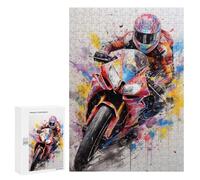 para Adultos 300 PCS Rompecabezas Racing Spirit Motorcycle Artwork Rompecabezas para Adultos Juguetes Antiestrés Aliviador del Estrés Juego Desafiante Regalos 300 PCS