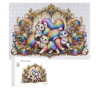 para Adultos 300 PCS Rompecabezas Rainbow Cats Fantasy Artwork Rompecabezas para Adultos Juego De Ingenio Regalos para Mujeres Diversión En Casa Actividades, 300 PCS