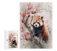 para Adultos 300 PCS Rompecabezas Red Panda Watercolor Rompecabezas para Adultos Juegos Relajantes para La Diversión Familiar Juego Desafiante Regalos 300 PCS