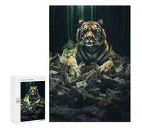 para Adultos 300 PCS Rompecabezas Rich Wealthy Tiger Money Rompecabezas para Adultos Juego Familiar Corte De Precisión Cumpleaños Y Navidad 300 PCS