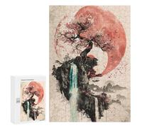 para Adultos 300 PCS Rompecabezas Sakura Watrefall Yin Yang Rompecabezas para Adultos Juego Familiar Corte De Precisión Cumpleaños Y Navidad 300 PCS