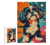 para Adultos 300 PCS Rompecabezas Shih Tzu Pop Art Playful Shih Tzu in Retro Colors Rompecabezas para Adultos Juegos Relajantes para La Diversión Familiar Juego Desafiante Regalos 300 PCS