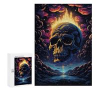 para Adultos 300 PCS Rompecabezas Skull in The Night Sky Rompecabezas para Adultos Juego De Ingenio Regalos para Mujeres Diversión En Casa Actividades, 300 PCS