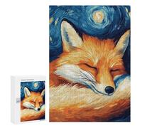 para Adultos 300 PCS Rompecabezas Sleeping Fox Starry Night Rompecabezas para Adultos Juego Familiar Corte De Precisión Cumpleaños Y Navidad 300 PCS