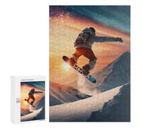 para Adultos 300 PCS Rompecabezas Snowboarder's Sunset Leap Rompecabezas para Adultos Juguetes Antiestrés Aliviador del Estrés Juego Desafiante Regalos 300 PCS