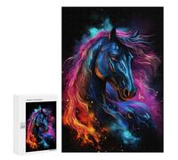 para Adultos 300 PCS Rompecabezas Space Horse Galaxy Rompecabezas para Adultos Juguetes Antiestrés Difícil Difícil Actividades Divertidas En Casa 300 PCS