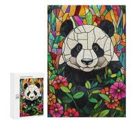 para Adultos 300 PCS Rompecabezas Stained Glass Panda Rompecabezas para Adultos Juego Familiar Corte De Precisión Cumpleaños Y Navidad 300 PCS