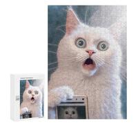 para Adultos 300 PCS Rompecabezas Surprised Cat Selfie Rompecabezas para Adultos Juego Familiar Corte De Precisión Cumpleaños Y Navidad 300 PCS
