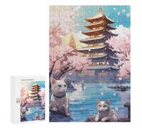 para Adultos 300 PCS Rompecabezas The Moon Night Cat Japan Rompecabezas para Adultos Juego Familiar Corte De Precisión Cumpleaños Y Navidad 300 PCS