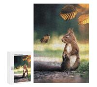 para Adultos 300 PCS Rompecabezas The Squirrel and Butterfly Rompecabezas para Adultos Juego Familiar Corte De Precisión Cumpleaños Y Navidad 300 PCS