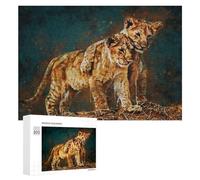 para Adultos 300 PCS Rompecabezas Tiger Cubs in Wild Adventure Rompecabezas para Adultos Juguetes Antiestrés Aliviador del Estrés Juego Desafiante Regalos 300 PCS