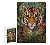 para Adultos 300 PCS Rompecabezas Tiger Stained Glass Rompecabezas para Adultos Juego Familiar Corte De Precisión Cumpleaños Y Navidad 300 PCS