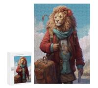 para Adultos 300 PCS Rompecabezas Travel Guide Lion Rompecabezas para Adultos Juegos Relajantes para La Diversión Familiar Juego Desafiante Regalos 300 PCS