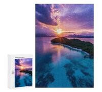 para Adultos 300 PCS Rompecabezas Tropical Sunset Island Rompecabezas para Adultos Juego Familiar Corte De Precisión Cumpleaños Y Navidad 300 PCS